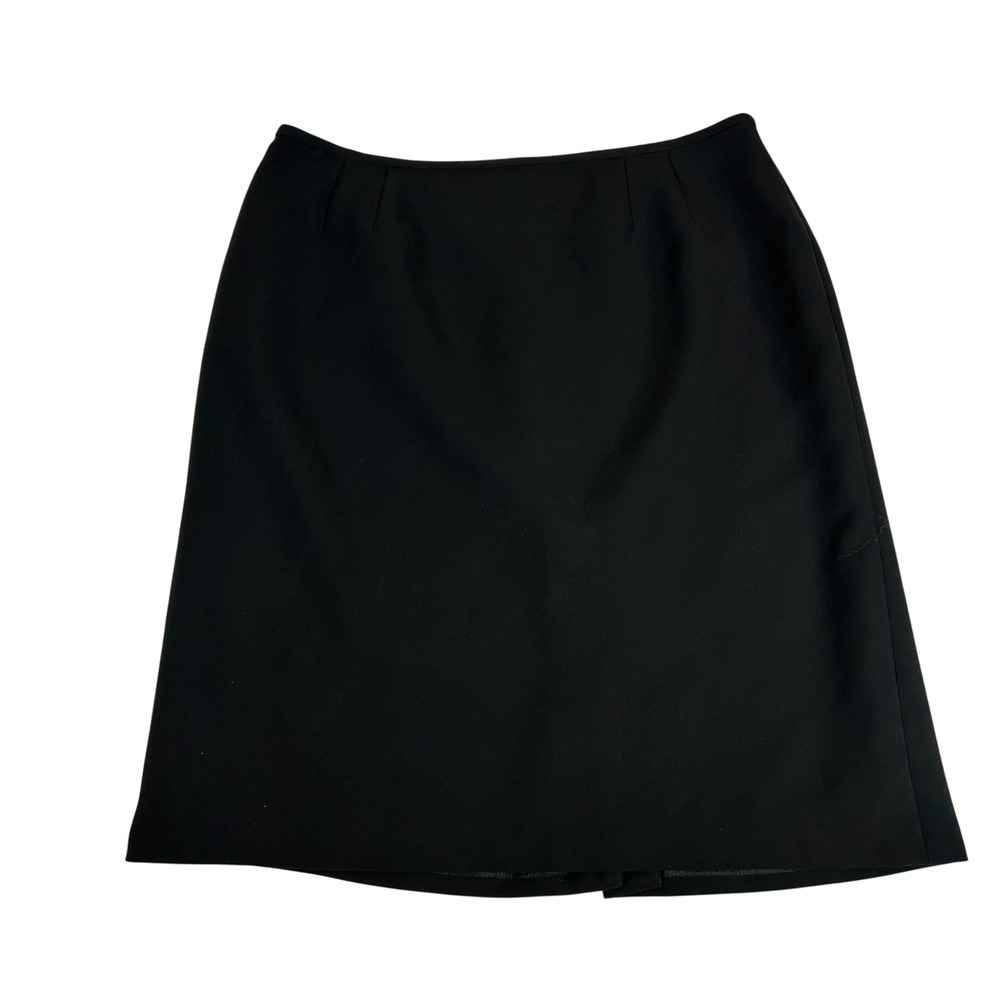 Kasper Petite Black Pencil Skirt Womens 16P Lined Back Vent Career Office Work